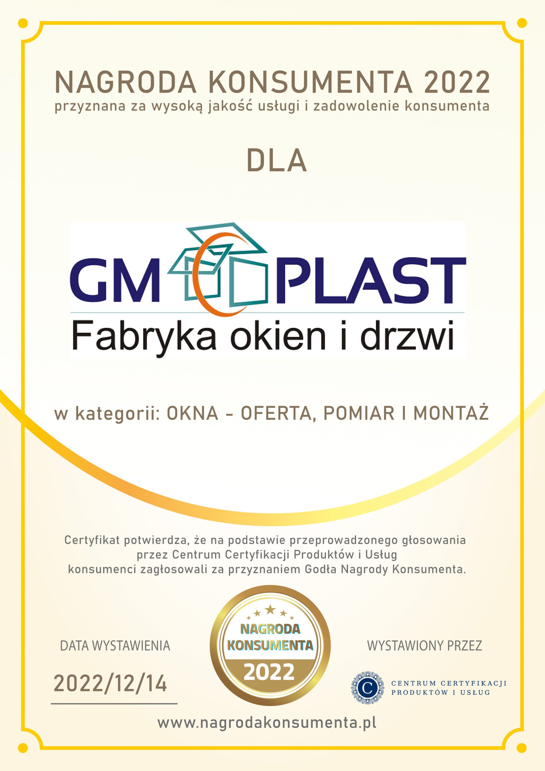 Nagroda Konsumenta GM PLAST